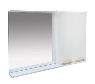 Зеркальный шкаф с подсветкой Misty Куба 120см правый белый